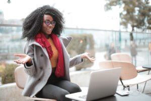 woman presenting virtually