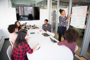 a group of women brainstorming