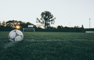 A football and a goal post